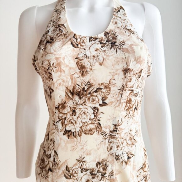 Lioness Brown Floral High Slit Maxi Dress S - Picture 7 of 8